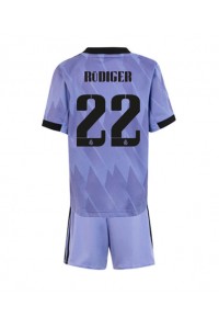 Fotbalové Dres Real Madrid Antonio Rudiger #22 Dětské Venkovní Oblečení 2022-23 Krátký Rukáv (+ trenýrky)